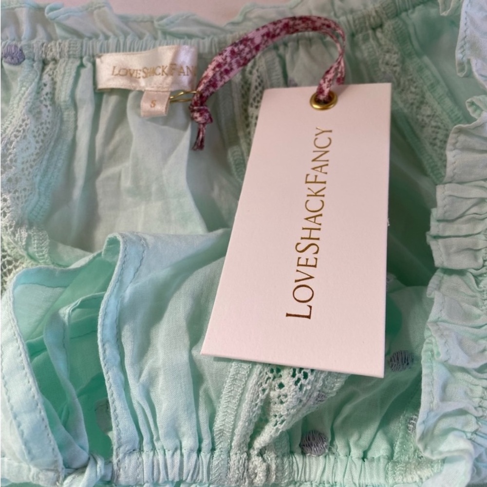 LoveSchackFancy Odina Sea Foam Long Sleeve Blouse NWT SZ S - Picture 3 of 7